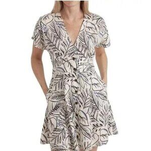 NWT Marine Layer Camila Mini Dress Sz S Black White Foliage Tencel Lyocell